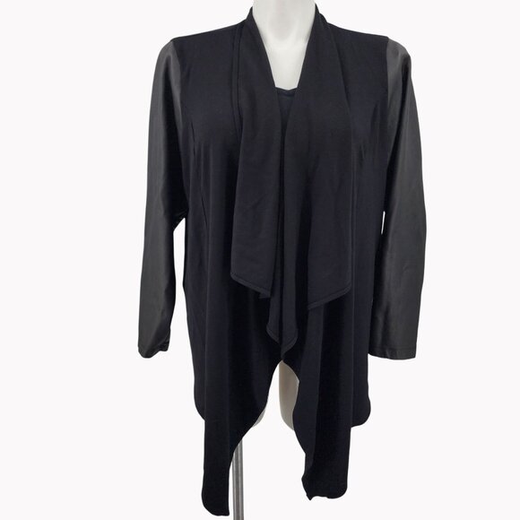 Torrid 3 Womens 22/24 Open Front Waterfall Cardigan With Faux Leather Sleeves - Picture 1 of 6